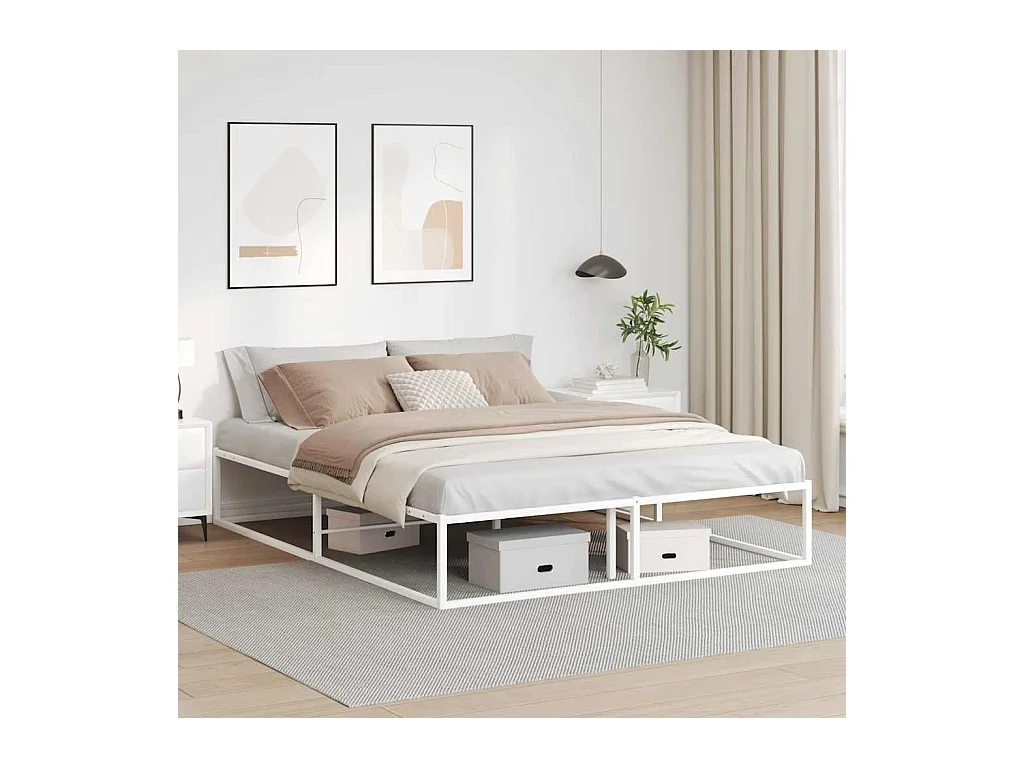 Cadre de lit sans matelas blanc 160x200 cm métal