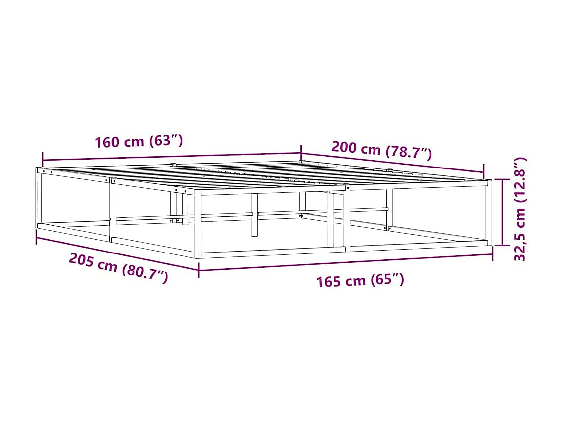 Bedframe zonder matras 160x200 cm wit