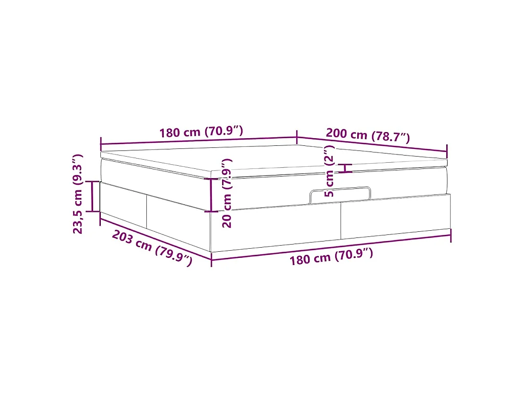 Ottoman-Bett mit Matratze Hellgrau 180x200 cm Stoff