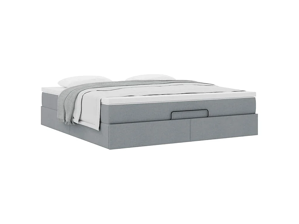 Ottoman-Bett mit Matratze Hellgrau 180x200 cm Stoff