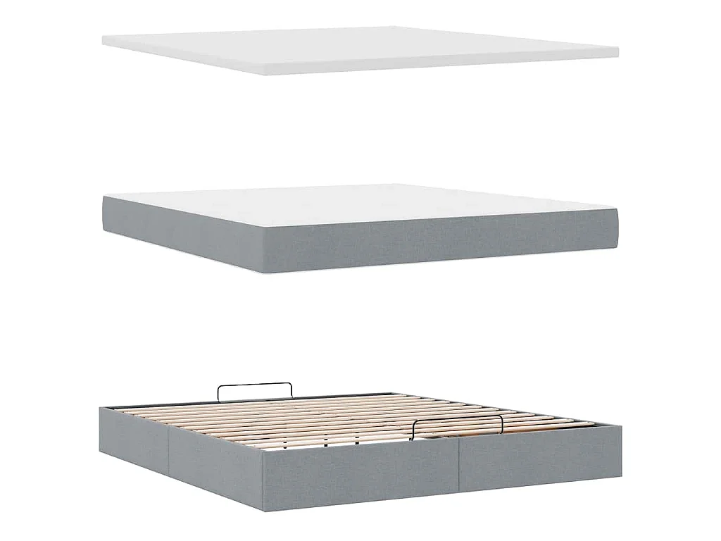 Ottoman-Bett mit Matratze Hellgrau 180x200 cm Stoff