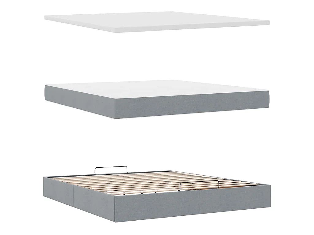 Ottoman-Bett mit Matratze Hellgrau 180x200 cm Stoff