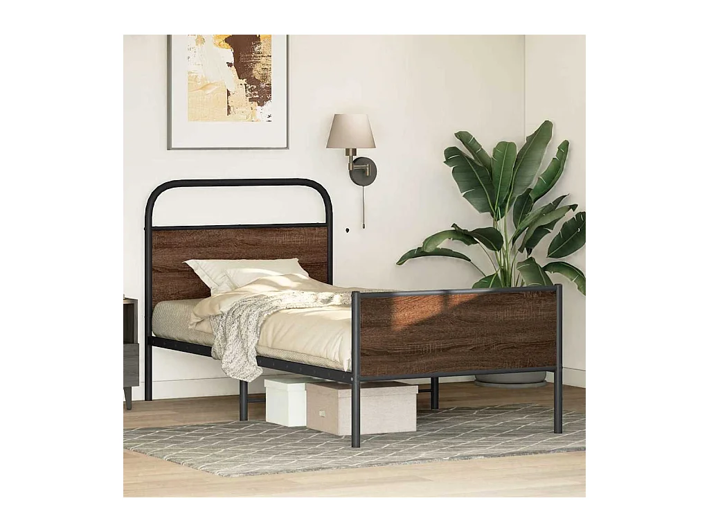 Bettgestell ohne Matratze 90x190 cm Braun Eichen-Optik