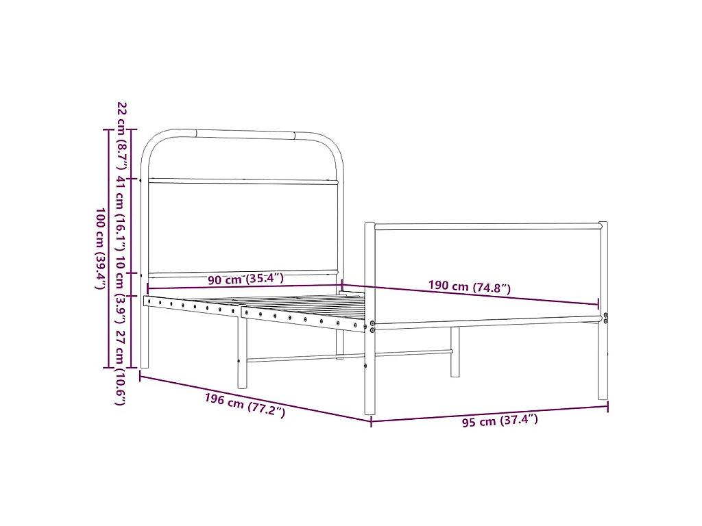 Bedframe zonder matras bewerkt hout bruin eikenkleur 90x190 cm