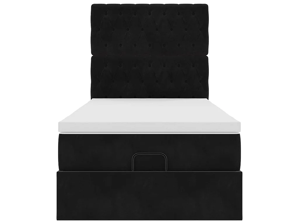 Struttura Letto Pouf con Materassi Nero 100x200 cm Velluto