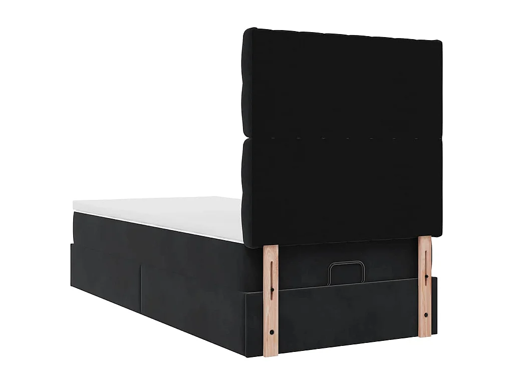Struttura Letto Pouf con Materassi Nero 100x200 cm Velluto