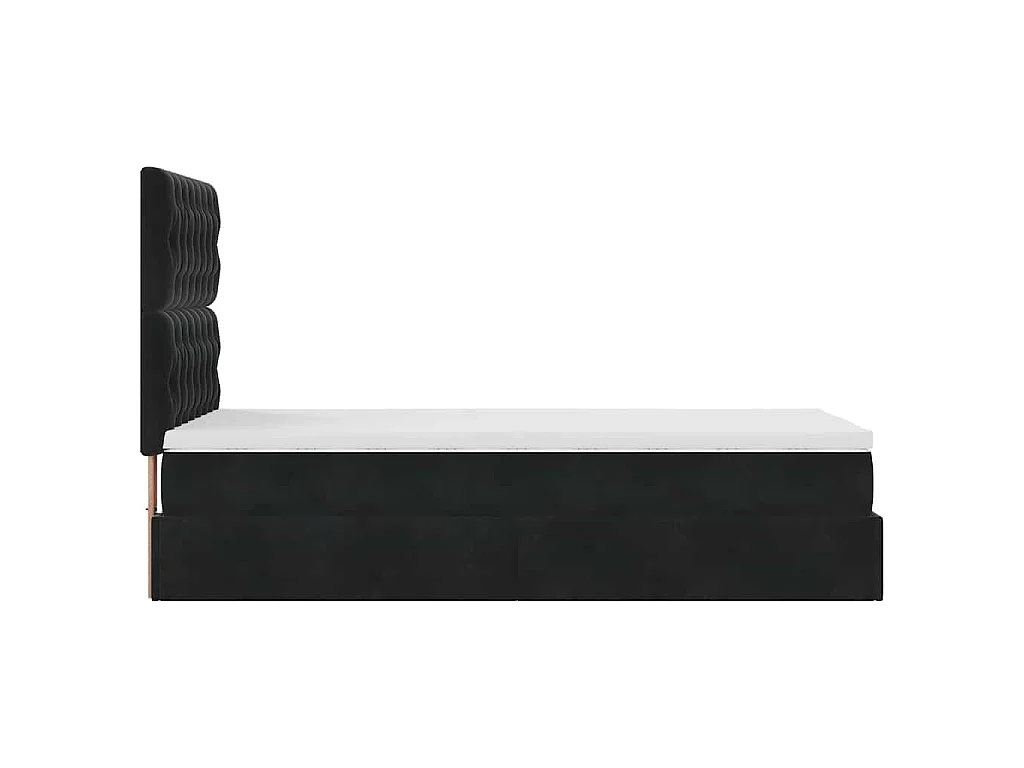 Struttura Letto Pouf con Materassi Nero 100x200 cm Velluto