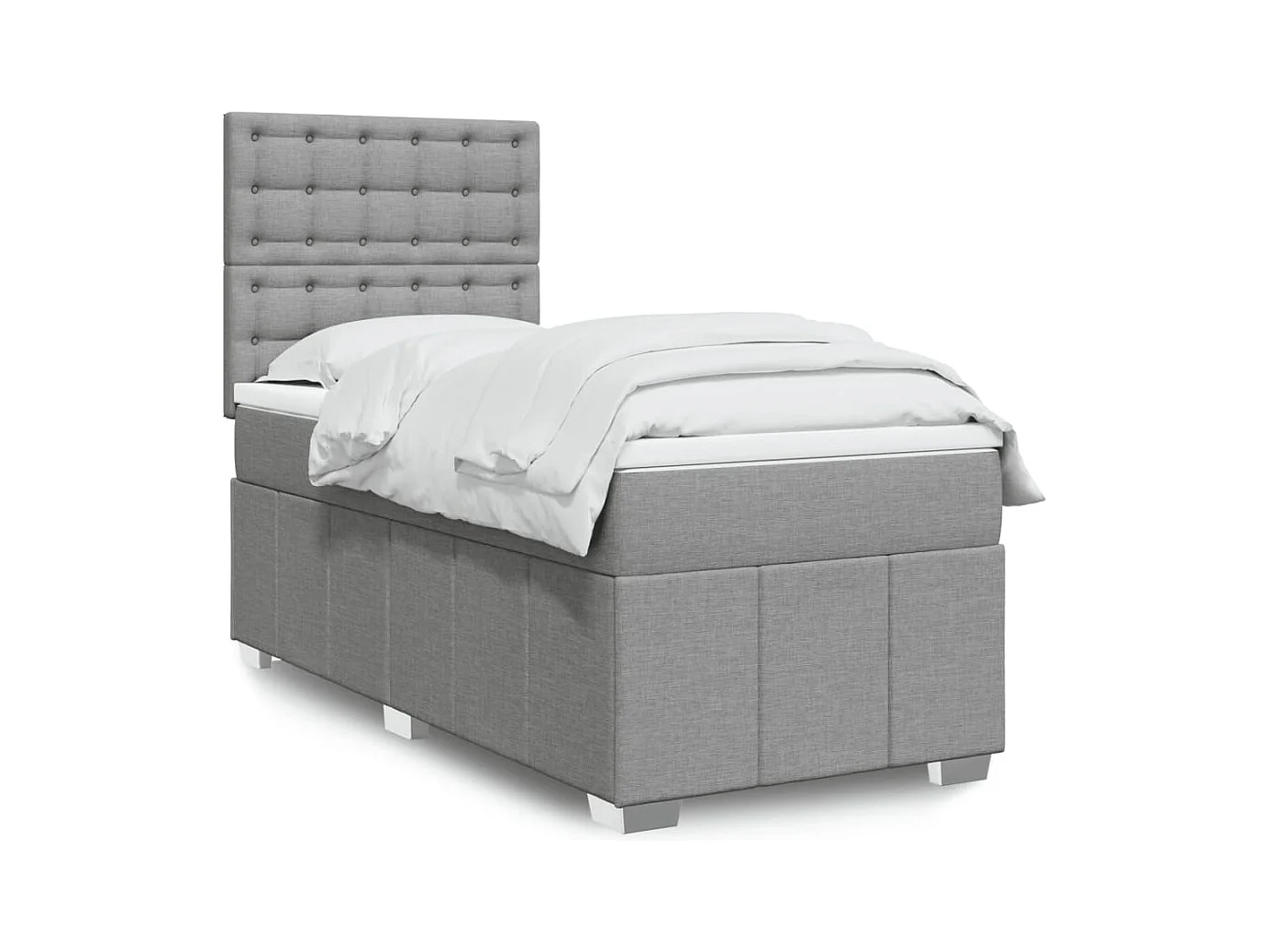 Sommier à lattes de lit et matelas Gris clair 90x190 cm Tissu