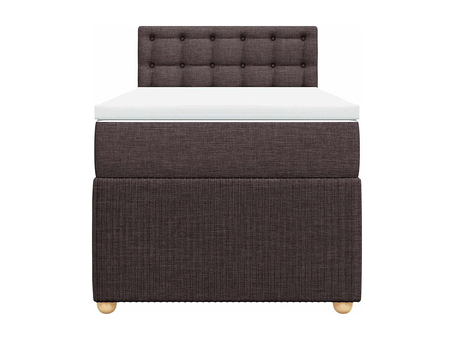 Cama box spring con colchón tela marrón oscuro 90x190 cm