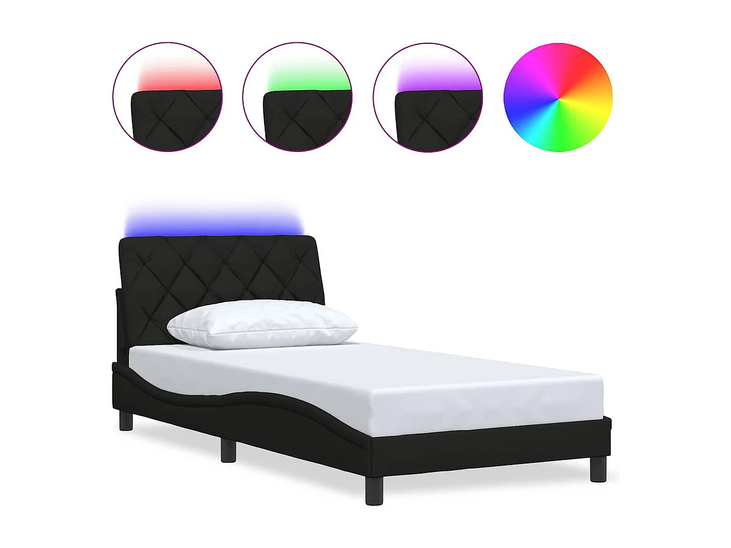 Bedframe met LED zonder matras 100x200 cm stof zwart