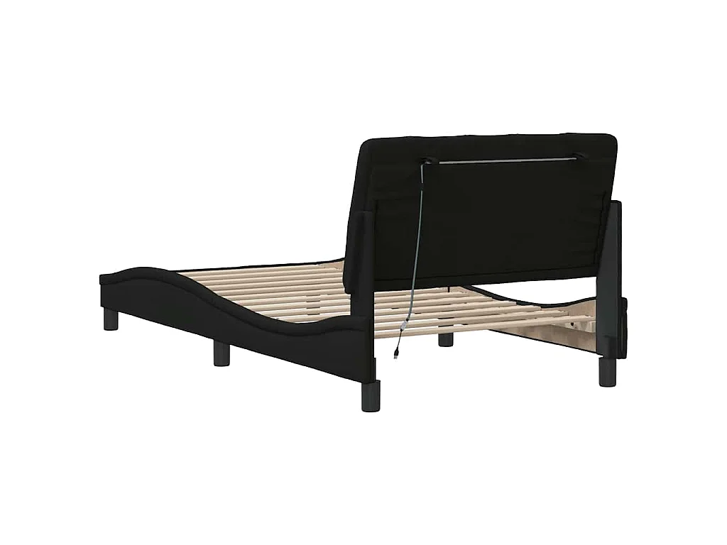 Giroletto con LED senza Materasso Nero 100x200 cm in Tessuto