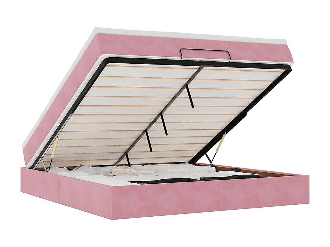 Estrutura de cama otomana com colchão 180x200 cm veludo rosa