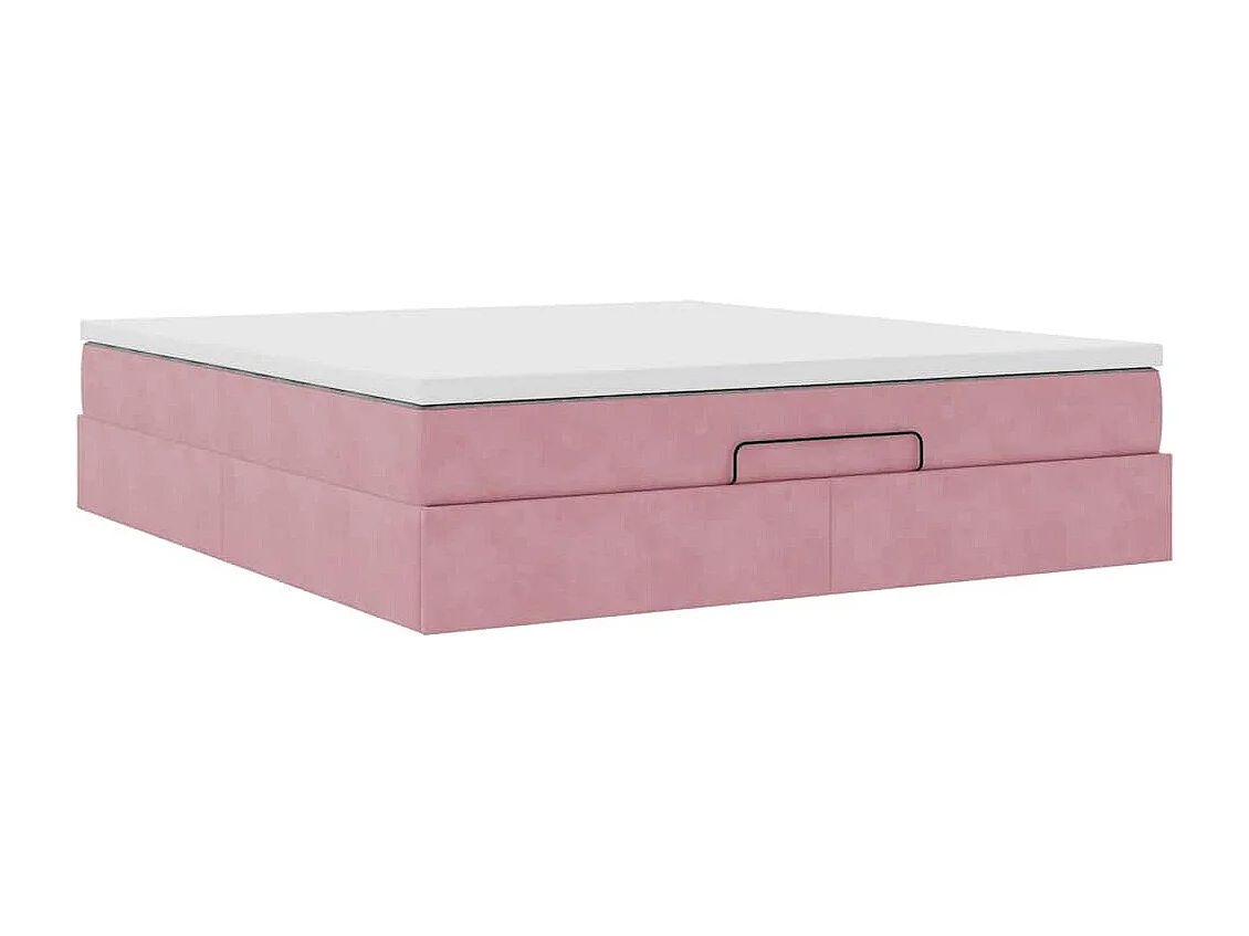 Estrutura de cama otomana com colchão 180x200 cm veludo rosa