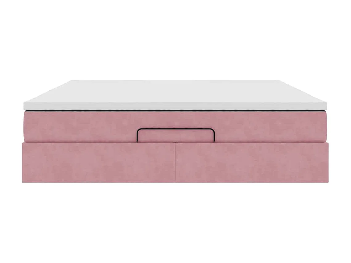 Estrutura de cama otomana com colchão 180x200 cm veludo rosa