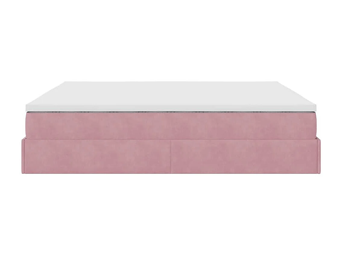 Estrutura de cama otomana com colchão 180x200 cm veludo rosa