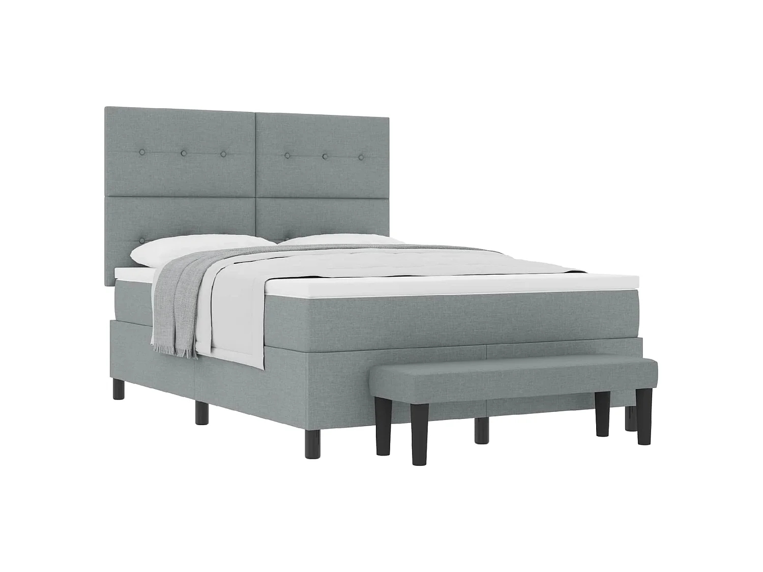 Boxspringbett mit Kopfteil Hellgrau 140 x 200 cm Stoff