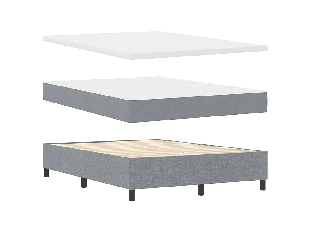 Boxspringbett mit Kopfteil Hellgrau 140 x 200 cm Stoff