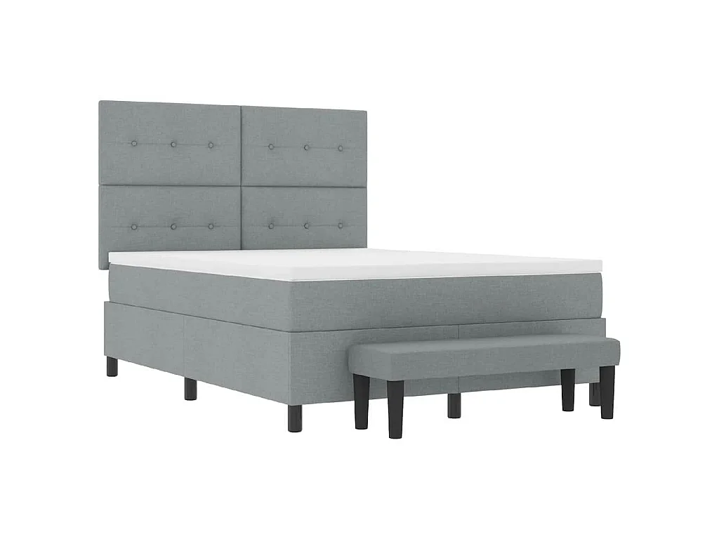 Boxspringbett mit Kopfteil Hellgrau 140 x 200 cm Stoff