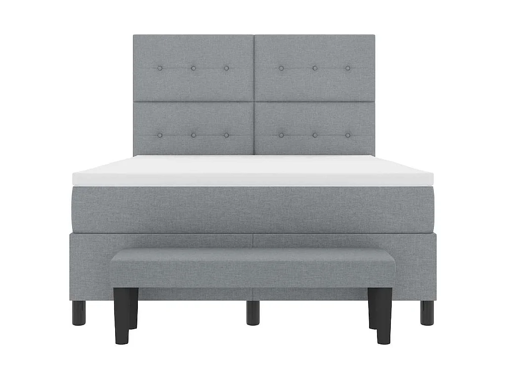 Boxspringbett mit Kopfteil Hellgrau 140 x 200 cm Stoff
