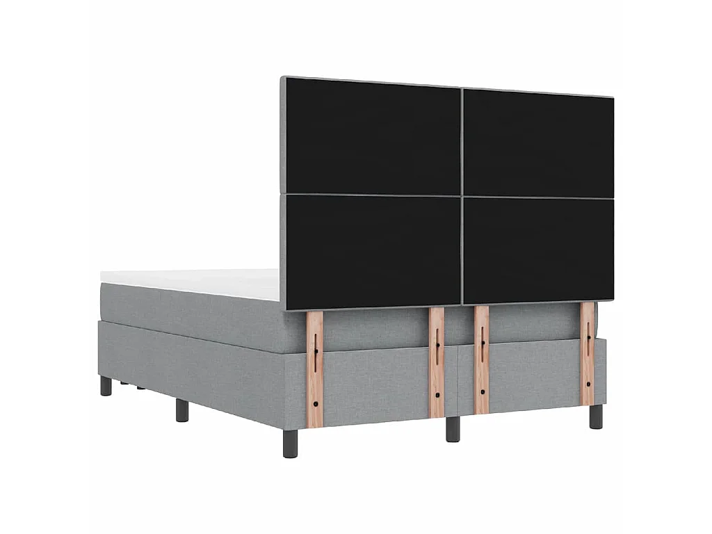 Boxspringbett mit Kopfteil Hellgrau 140 x 200 cm Stoff