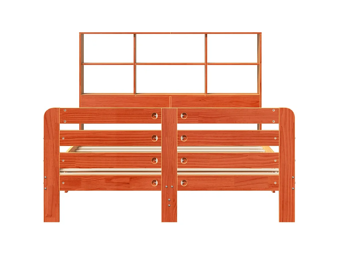 Massivholzbett ohne Matratze Wachsbraun 140x190 cm Kiefernholz