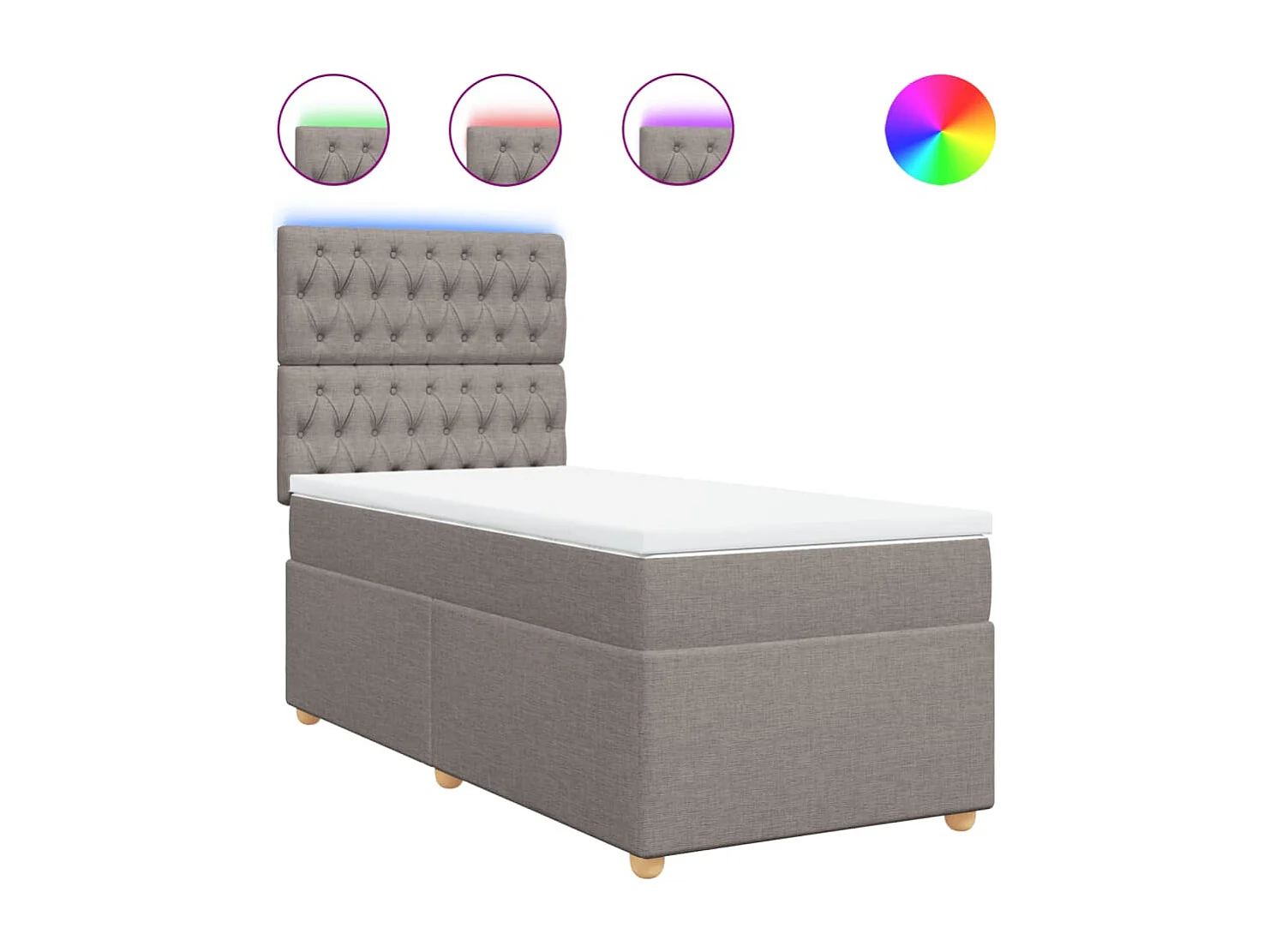 Boxspring met matras stof taupe 90x200 cm