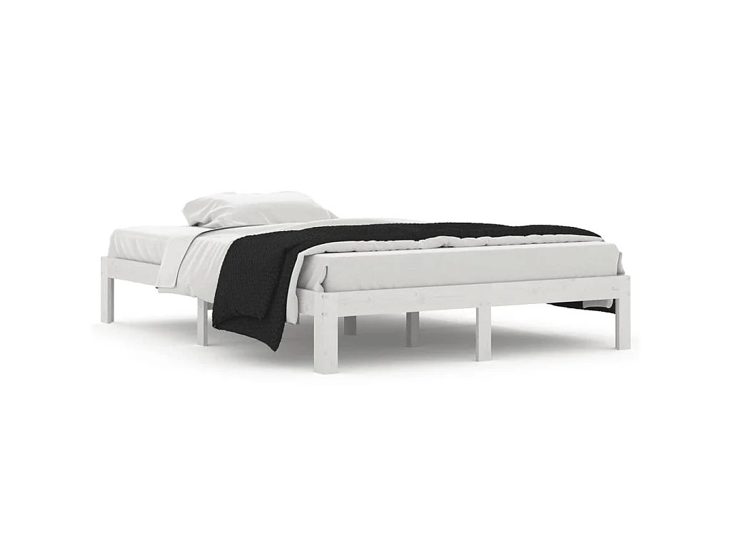 Cadre de lit sans matelas blanc bois de pin massif 140x200 cm