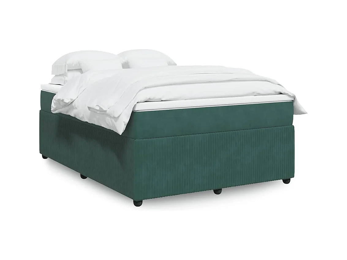 Boxspringbett mit Matratze Dunkelgrün 140x200 cm Samt