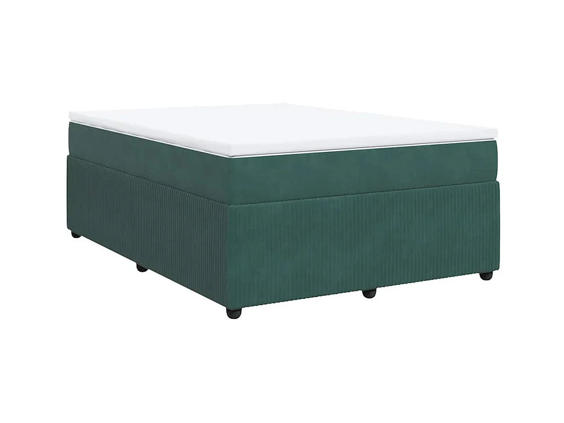 Boxspringbett mit Matratze Dunkelgrün 140x200 cm Samt