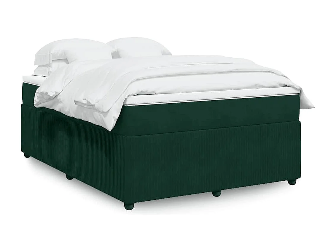 Sommier à lattes de lit et matelas Vert foncé 140x200cm Velours