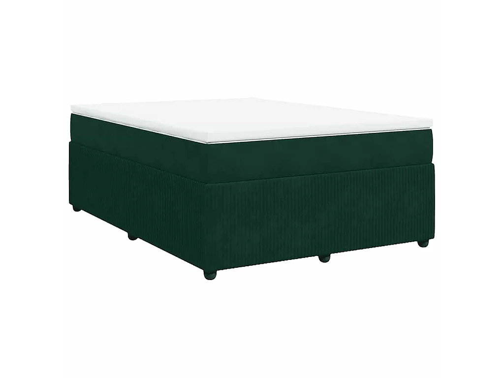 Cama box spring con colchón terciopelo verde oscuro 140x200 cm