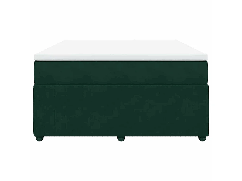 Cama box spring con colchón terciopelo verde oscuro 140x200 cm
