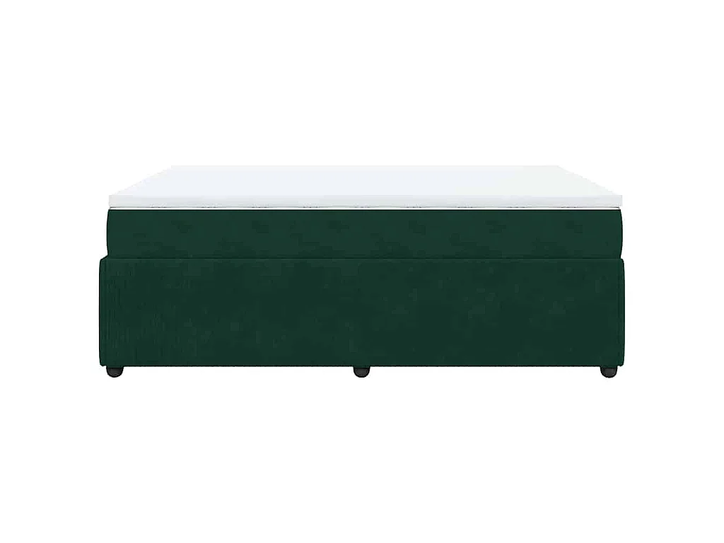 Cama box spring con colchón terciopelo verde oscuro 140x200 cm
