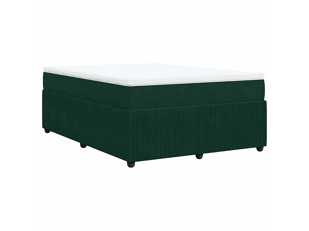 Cama box spring con colchón terciopelo verde oscuro 140x200 cm