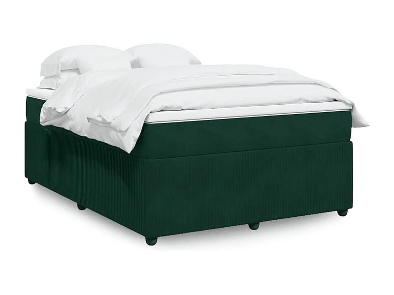 Cama box spring con colchón terciopelo verde oscuro 140x200 cm