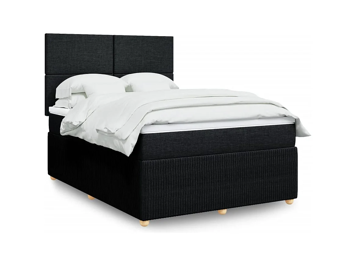 Boxspring met matras stof zwart 140x190 cm