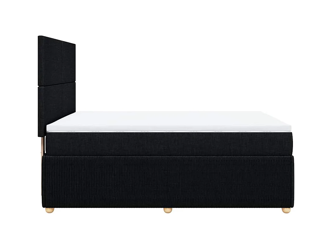 Sommier à lattes de lit avec matelas Noir 140x190 cm Tissu