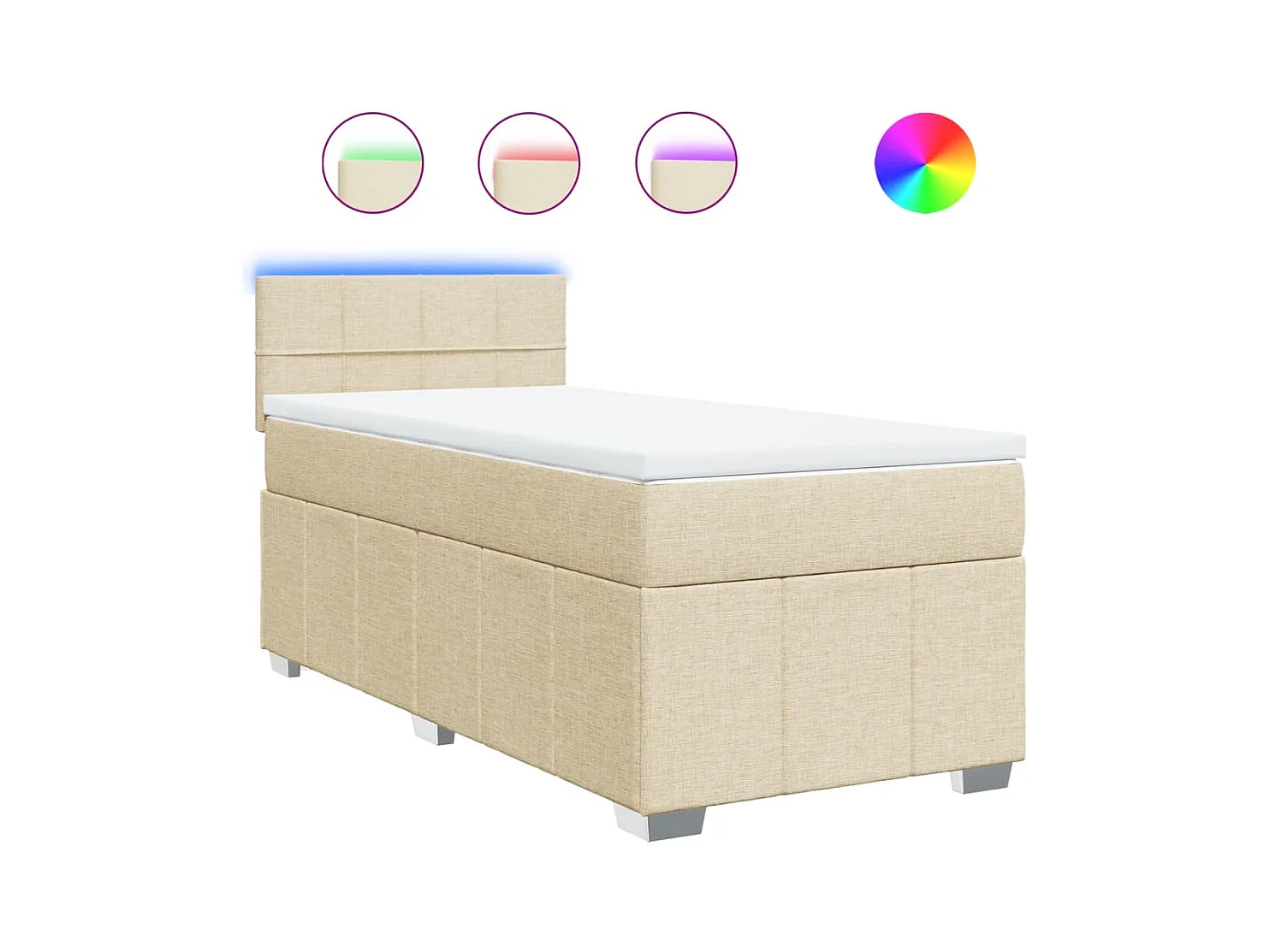 Boxspringbett mit Matratze Creme 90x200 cm Stoff