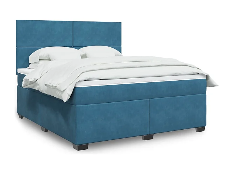 Boxspring met matras fluweel blauw 180x200 cm
