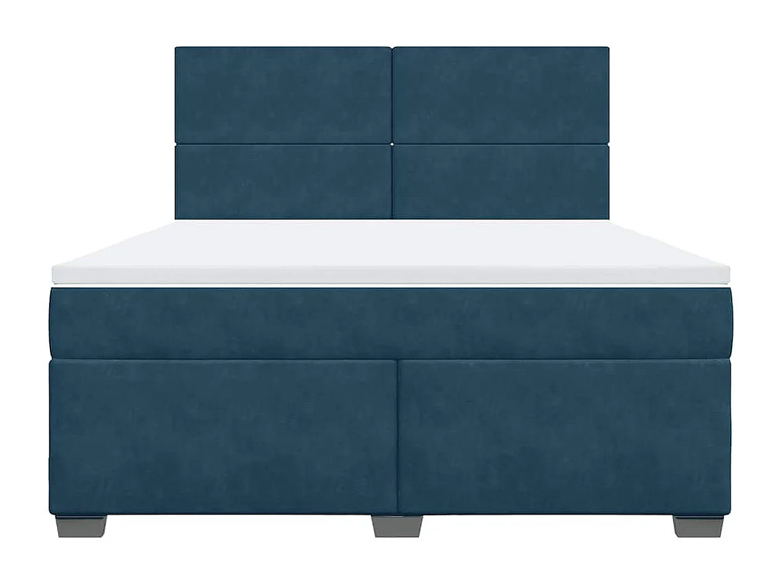 Sommier à lattes de lit et matelas bleu 180x200 cm velours