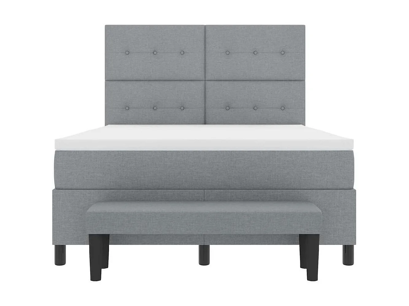 Lit à ressorts avec matelas Gris clair 160 x 200 cm tissu