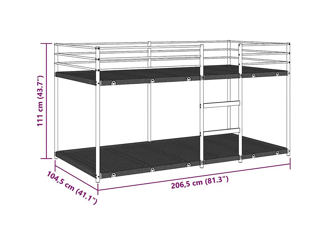 Lit superposé sans matelas blanc 100x200 cm acier