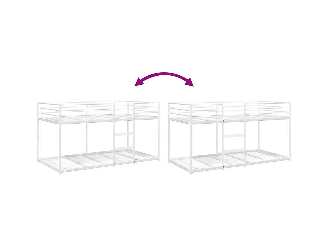 Lit superposé sans matelas blanc 100x200 cm acier