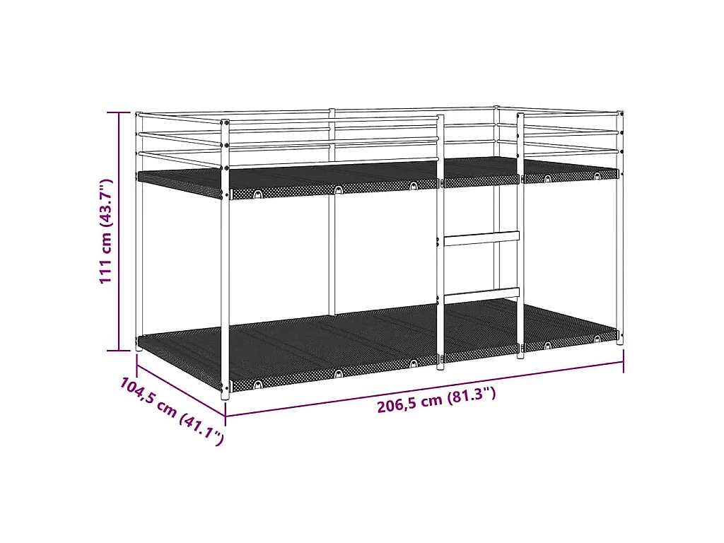 Lit superposé sans matelas blanc 100x200 cm acier