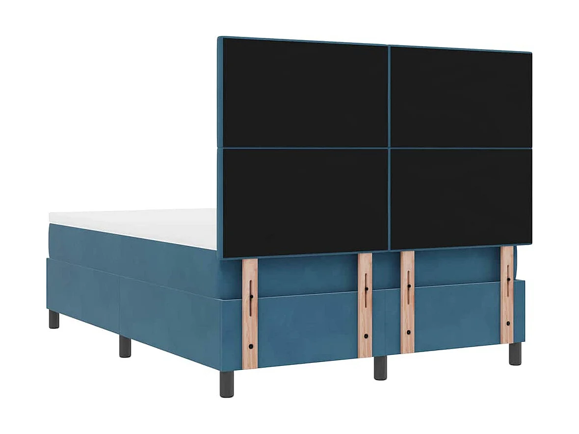 Lit à ressorts avec matelas Bleu foncé 140 x 200 cm tissu
