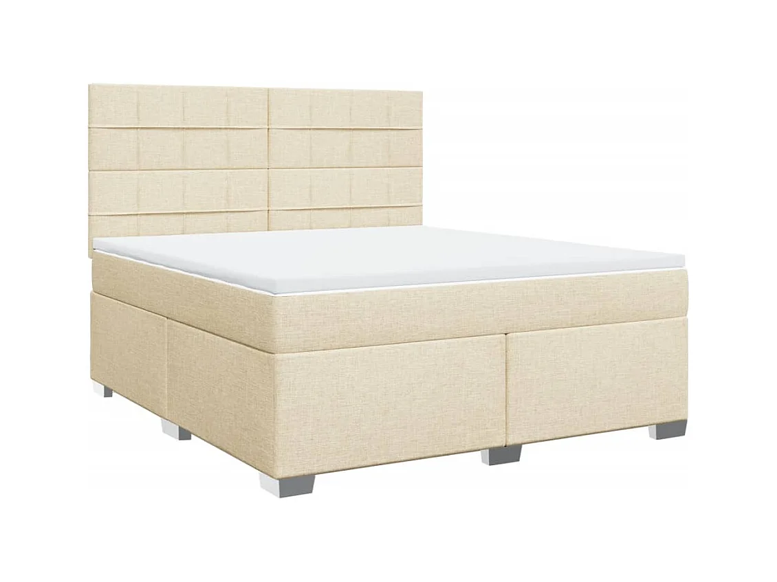 Boxspring met matras stof crèmekleurig 180x200 cm
