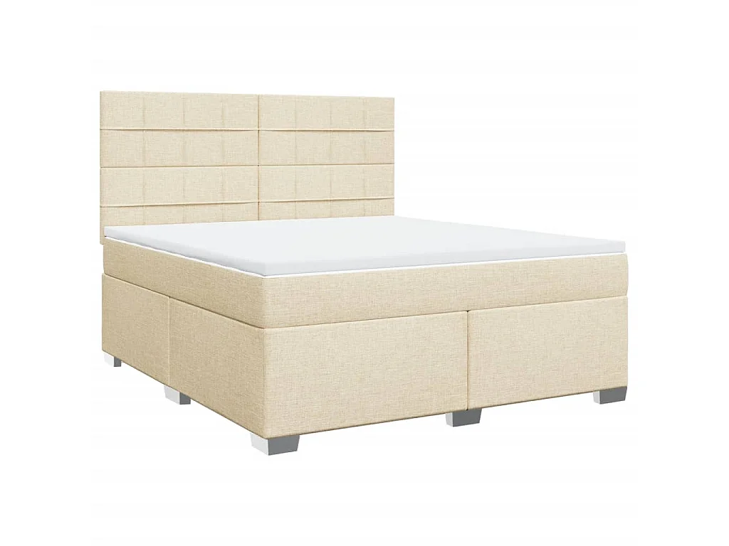Sommier à lattes de lit avec matelas Crème 180x200 cm Tissu