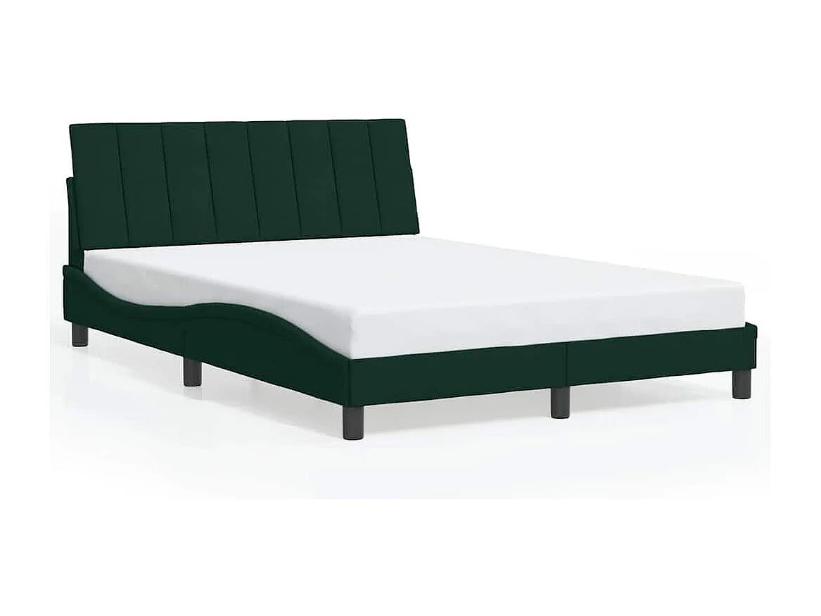 Cadre de lit avec LED sans matelas Hanko vert foncé 140x200 cm velours