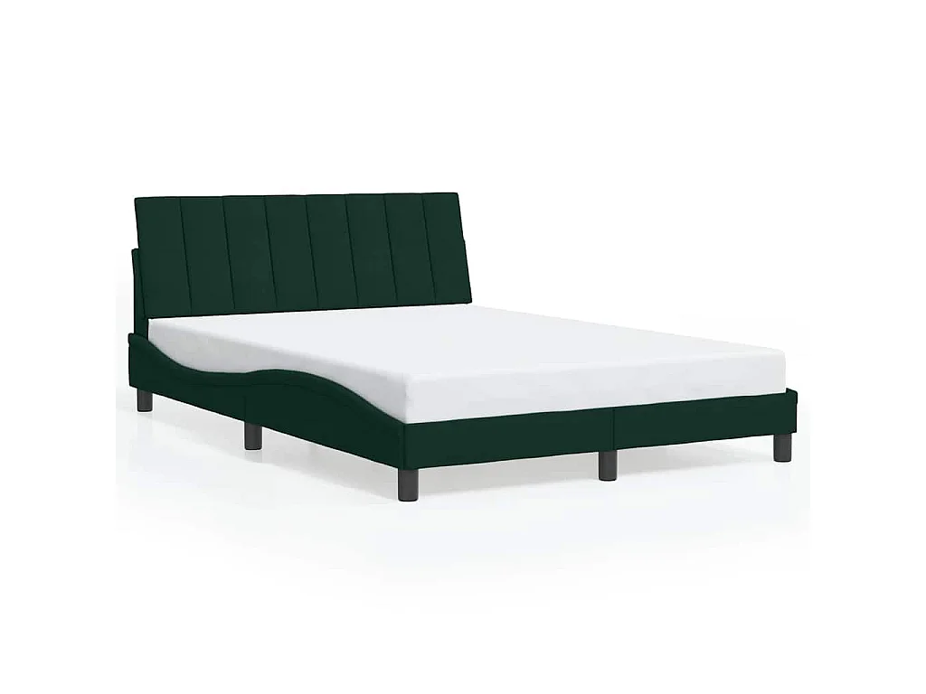 Bedframe met LED zonder matras "Hanko"  fluweel donkergroen 140x200 cm
