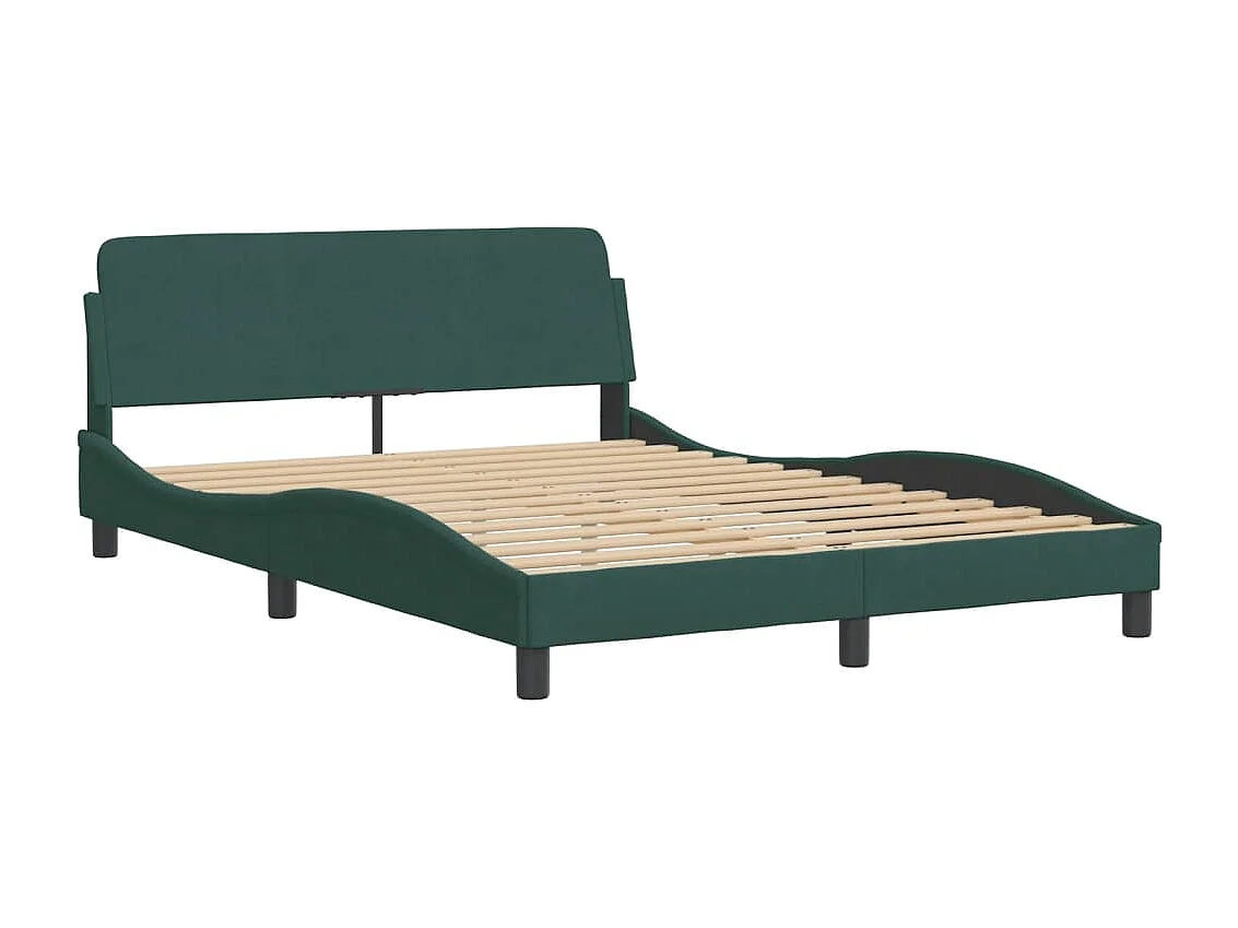Bedframe met LED zonder matras "Hanko"  fluweel donkergroen 140x200 cm